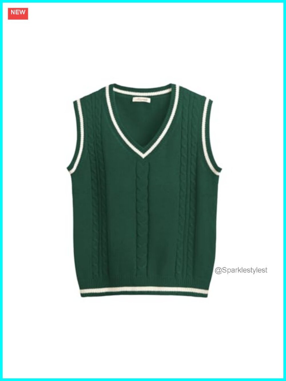 Sweater Vest Sleeveless V Neck Argyle Plaid Long Loose Knitted Casual Tank Top